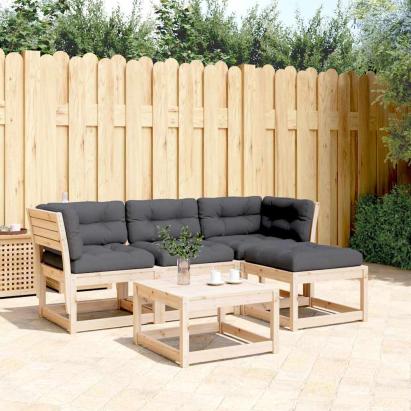 Set mobilier de grădină cu perne, 4 piese, lemn masiv de pin GartenMobel Dekor