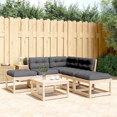 Set canapele de grădină cu perne, 5 piese, lemn masiv de pin GartenMobel Dekor