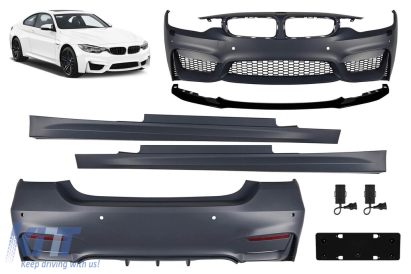 Pachet de tuning potrivit pentru BMW Seria 4 F36 (2013–2020) cu spoiler frontal CS de culoare neagră mată Performance AutoTuning