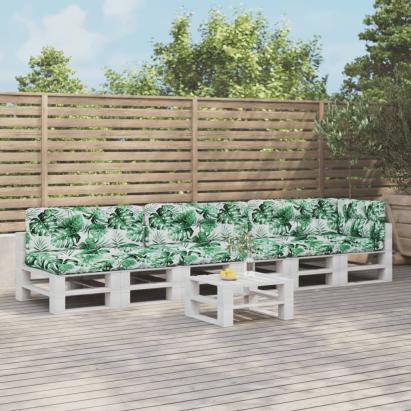 Perne de paleți, 7 buc., model cu frunze, material textil GartenMobel Dekor
