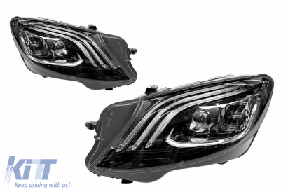 Kit de tuning faruri LED potrivit pentru Mercedes S-Class W222 2013-2017, bara de protecție din față 2013-2017, bază neagră, stânga și dreapta Performance AutoTuning