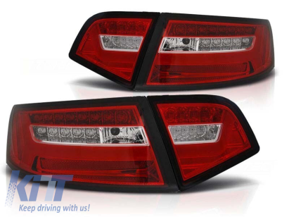 Kit de stopuri LED de tuning potrivit pentru Audi A6 C6 sedan 2008-2011 roșu/alb, stânga și dreapta Performance AutoTuning