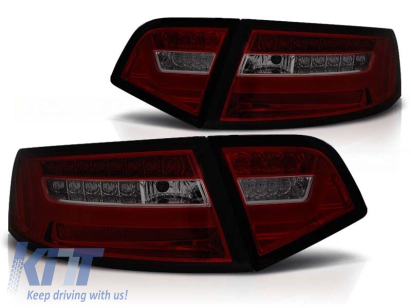 Set de stopuri LED de tuning potrivit pentru Audi A6 C6 sedan 2008-2011 roșu/întunecat, stânga și dreapta Performance AutoTuning