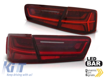 Set de stopuri LED de tuning potrivit pentru Audi A6 C7 sedan 2011-2014 roșu/alb, stânga și dreapta, pentru modelul cu stopuri LED din fabrică Performance AutoTuning