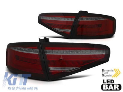 Kit de stopuri LED de tuning potrivit pentru Audi A4 B8 sedan 2012-2015 bază fumurie roșie pentru modelul cu stopuri halogene, stânga și dreapta Performance AutoTuning
