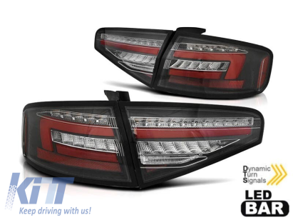 Set de stopuri LED de tuning potrivit pentru Audi A4 B8 sedan 2012-2015 cu bază roșie și albă pentru modelul cu stopuri halogen, stânga și dreapta Performance AutoTuning