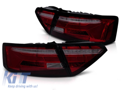 Set de stopuri LED de tuning potrivit pentru Audi A5 2011-2016 cu bază fumurie roșie, cu semnalizator dinamic, stânga și dreapta Performance AutoTuning