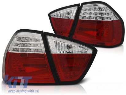Set de stopuri LED de tuning potrivit pentru BMW Seria 3 E90 03.2005-08.2008 roșu/alb, stânga și dreapta Performance AutoTuning