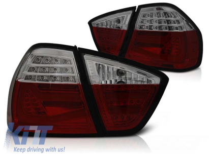 Set de stopuri LED de tuning potrivit pentru BMW Seria 3 E90 03.2005-08.2008 roșu/întunecat, stânga și dreapta Performance AutoTuning