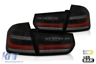 Set de stopuri LED potrivit pentru BMW Seria 3 F30 sedan 2011-2018, fumuriu negru, stânga și dreapta Performance AutoTuning