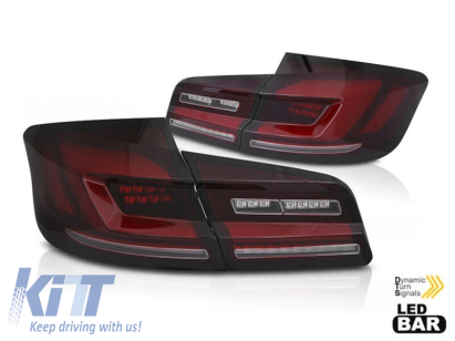 Set de stopuri LED de tuning potrivit pentru BMW Seria 5 F10 2010-2016, fumurii roșii, stânga și dreapta Performance AutoTuning