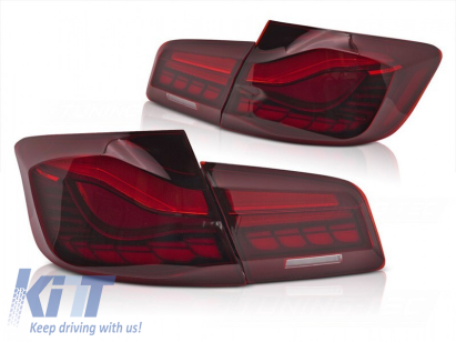 Set de stopuri LED potrivit pentru BMW Seria 5 F10 sedan 2010-2016, cu bază roșie, stânga și dreapta Performance AutoTuning