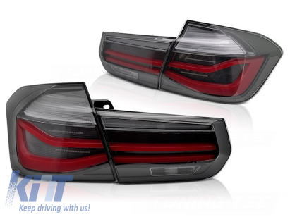 Set de stopuri LED potrivit pentru BMW Seria 3 F30 sedan 2011-2018, bază fumurie, stânga și dreapta Performance AutoTuning