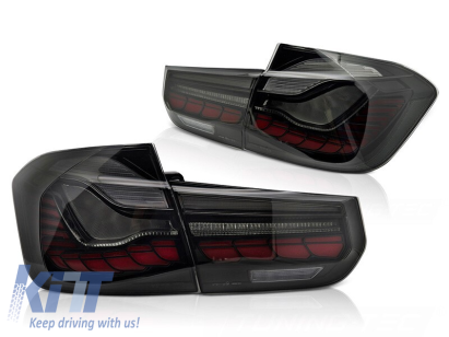 Set de stopuri LED potrivit pentru BMW Seria 3 F30 sedan 2011-2018, bază fumurie, stânga și dreapta Performance AutoTuning