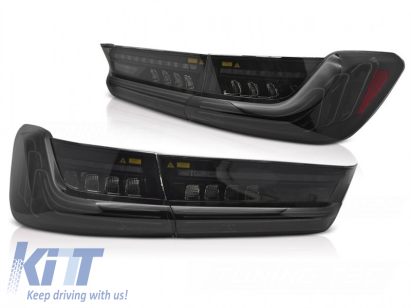 Set de stopuri LED potrivit pentru BMW Seria 3 G20 sedan 2019-2022, cu bază fumurie, stânga și dreapta Performance AutoTuning