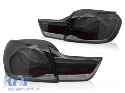 Set de stopuri LED potrivit pentru BMW Seria 4 F32 coupe, F33 cabriolet, F36 Gran Coupe 2013-2021, M4 F82, F83 2014-2021, bază fumurie, stânga și dreapta Performance AutoTuning