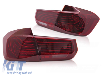 Set de stopuri LED potrivit pentru BMW Seria 3 F30 sedan 2011-2018, cu bază roșie, stânga și dreapta Performance AutoTuning