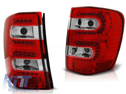 Set de stopuri LED de tuning potrivit pentru Jeep Grand Cherokee 1999-05.2005 roșu/alb, stânga și dreapta Performance AutoTuning