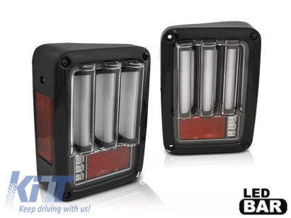 Set de stopuri LED potrivit pentru Jeep Wrangler JK 2007-2018, bază fumurie, stânga și dreapta Performance AutoTuning