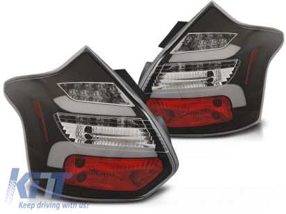 Set de stopuri LED de tuning potrivit pentru Ford Focus III hatchback 2011-10.2014 cu bază neagră, stânga și dreapta Performance AutoTuning