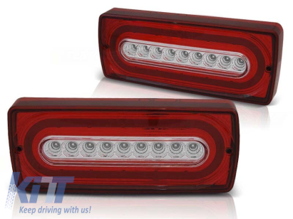 Kit de stopuri LED de tuning potrivit pentru Mercedes G-Class W463 1990-2018 roșu/alb, stânga și dreapta Performance AutoTuning