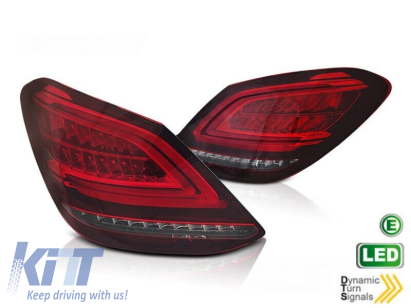 Kit de stopuri LED de tuning potrivit pentru Mercedes C-Class W205 sedan 2014-2018, bază roșie albă, cu semnalizator dinamic, stânga și dreapta Performance AutoTuning