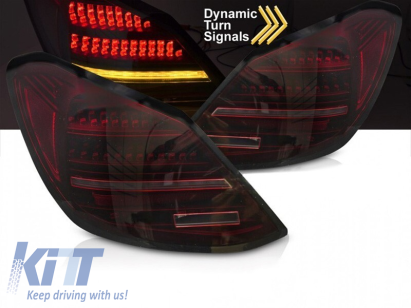 Set de stopuri LED de tuning potrivit pentru Mercedes C-Class W205 sedan 2014-2021, bază roșu-negru, cu semnalizator dinamic, stânga și dreapta Performance AutoTuning