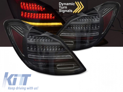 Set de stopuri LED de tuning potrivit pentru Mercedes C-Class W205 sedan 2014-2021, bază neagră, cu semnalizare dinamică, stânga și dreapta Performance AutoTuning