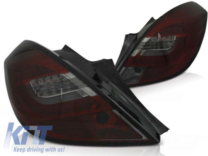 Set de stopuri LED de tuning potrivit pentru Opel Corsa D 04.2006-2014 3 uși roșu/fumat, stânga și dreapta Performance AutoTuning