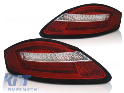 Kit de stopuri LED de tuning potrivit pentru Porsche Boxster 987/Cayman 2005-2008 roșu/alb, stânga și dreapta Performance AutoTuning