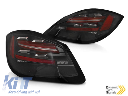 Set de stopuri LED potrivit pentru Porsche Boxer 978, Cayman 987C 2009-2012, bază neagră-roșie, stânga și dreapta Performance AutoTuning