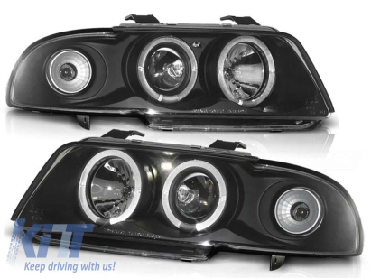 Set de faruri de tuning cu ochi de înger halogen potrivit pentru Audi A4 B5 11.1994-12.1998 sedan/combinate, stânga și dreapta Performance AutoTuning
