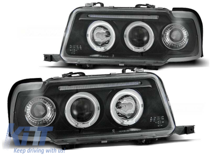 Set de faruri tuning cu ochi de înger halogen potrivit pentru Audi 80 B4 09.1991-04.1996, stânga și dreapta Performance AutoTuning