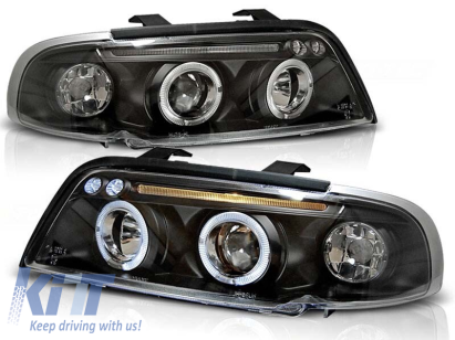Set de faruri de tuning cu ochi de înger halogen potrivit pentru Audi A4 B5 11.1994-12.1998 sedan/combinate, stânga și dreapta Performance AutoTuning