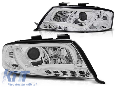 Set de faruri tuning cu lumini LED potrivit pentru Audi A6 C5 05.1997-05.2001 sedan/combinate, stânga și dreapta Performance AutoTuning