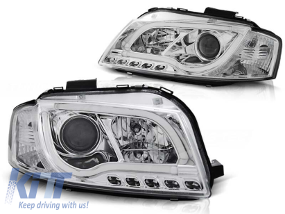 Set de faruri tuning cu lumini LED potrivit pentru Audi A3 8P 05.2003-03.2008 3D/5D, stânga și dreapta Performance AutoTuning