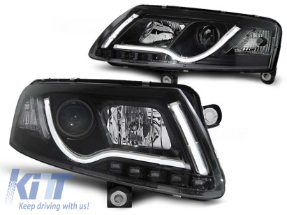 Set de faruri de tuning cu lumini DRL reale, potrivit pentru Audi A6 C6 04.2004-2008 sedan/combinate, stânga și dreapta Performance AutoTuning