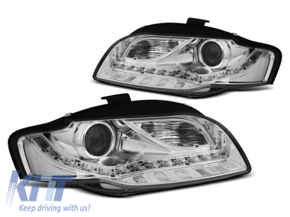 Set de faruri tuning potrivit pentru Audi A4 B7 2004-2008 cu bază cromată, stânga și dreapta Performance AutoTuning