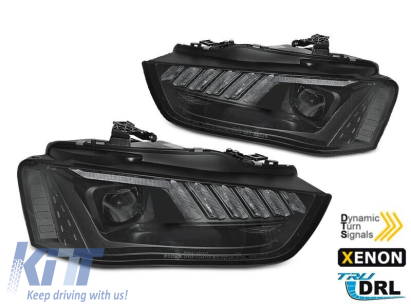 Kit de faruri xenon potrivit pentru Audi A4 B8 2012-2015 cu semnalizator dinamic, bază neagră, stânga și dreapta Performance AutoTuning
