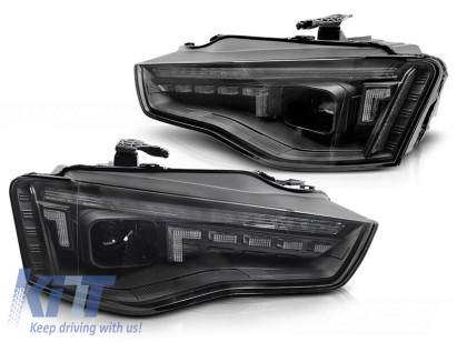Set de faruri xenon potrivit pentru Audi A5 2011-2016 cu semnalizator dinamic, bază neagră, pentru modelul cu lumini DRL, fără AFS, stânga și dreapta Performance AutoTuning