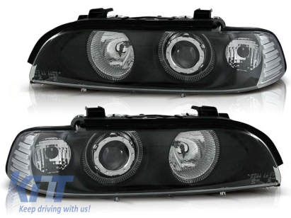 Kit de faruri tuning cu ochi de înger halogen potrivit pentru BMW E39 09.1995-05.2003 sedan/combinate, stânga și dreapta Performance AutoTuning