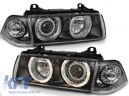 Set de faruri de tuning cu ochi de înger halogen potrivit pentru BMW 3 E36 12.1990-08.1999 coupe/cabriolet, stânga și dreapta Performance AutoTuning