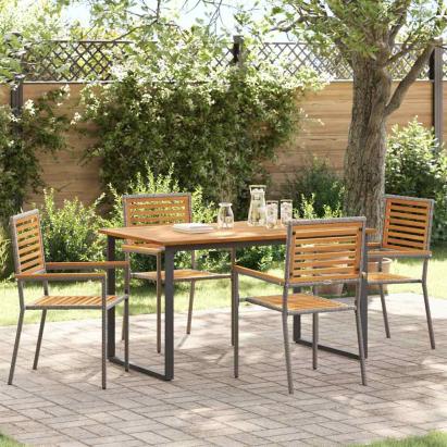 Set de masă pentru grădină 5 pcs Gri Lemn Solid de Acacia GartenMobel Dekor