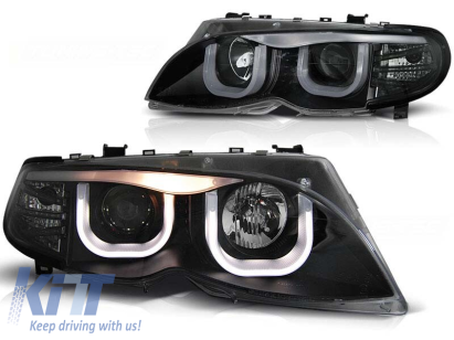 Set de faruri de tuning cu ochi de înger LED 3D, potrivit pentru BMW 3 E46 09.2001-03.2005 sedan/combinate, stânga și dreapta Performance AutoTuning