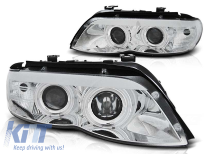 Kit de faruri tuning cu ochi de înger CCFL și bandă LED potrivit pentru BMW X5 E53 11.2003-2006, stânga și dreapta Performance AutoTuning