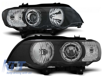 Set de faruri tuning cu ochi de înger LED, potrivit pentru BMW X5 E53 09.1999-10.2003, stânga și dreapta Performance AutoTuning