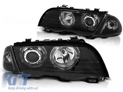 Set de faruri tuning cu ochi de înger LED, potrivit pentru BMW 3 E46 05.1998-08.2001 sedan/combinate, stânga și dreapta Performance AutoTuning