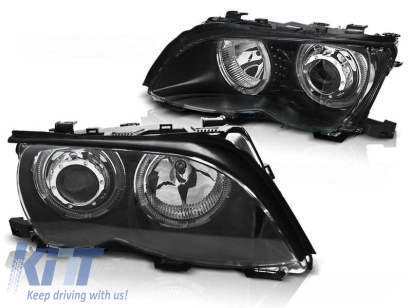Set de faruri tuning cu ochi de înger LED, potrivit pentru BMW 3 E46 09.2001-03.2005 sedan/combinate, stânga și dreapta Performance AutoTuning