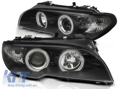 Kit de faruri tuning cu ochi de înger CCFL, potrivit pentru BMW 3 E46 04.2003-2006 coupe/cabriolet, stânga și dreapta Performance AutoTuning