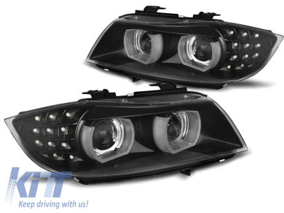 Kit de faruri xenon de tuning potrivit pentru BMW Seria 3 E90, E91 2009-2011 cu bază neagră, stânga și dreapta pentru modele fără funcția AFS Performance AutoTuning